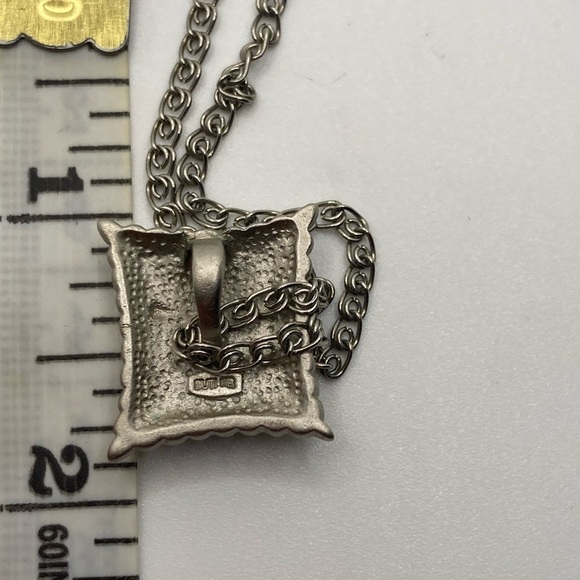 Vtg Butler FAC Silver Tone Art Deco Style Rhinestone Necklace 18” + .9” Pendant - Picture 4 of 6